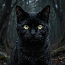 [ threateningly supposed evil anthropomorphic black cat ]! illustrated by [ trevor henderson ]!, horror! art style, macabre feel, dark! atmosphere and lighting, 4 k photorealistic! photography, shot by jimmy nelson, trending on [ unsplash ]!, contest winner, cgsociety photorealism, award winning, anthropomorphic full - body!