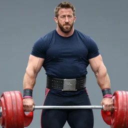 ryan reynolds as a strongman, burly, masculine, 4 k hd