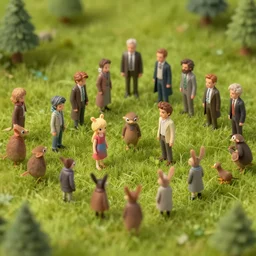 heavy tilt-shift isometric meadow with Tribbles, Alena Aenami, Petros Afshar, Noah Bradley, Anton Fadeev, Anato Finnstark, Steve Henderson, Filip Hodas, Mark Keathley, Thomas Kinkade, Phil Koch, Gilbert Williams, Mike Winkelmann, Beeple