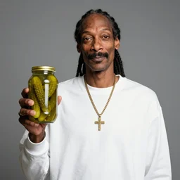 Snoop Dogg holding a Jar of pickles for a 1990s sitcom tv show, Studio Photograph, portrait, C 12.0