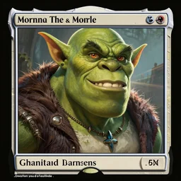 green orc portrait, magic the gathering, icon, digital art, cartoon