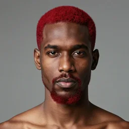 portrait of a tall dark - skinned man with combed back red hair and a short red goatee