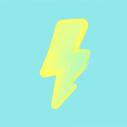 electric bolt design, minimalist, cute, 4K HD, vector art, yellow and cyan color palette, gradient