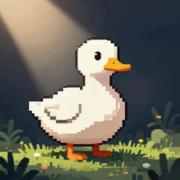 A duck, pixelart