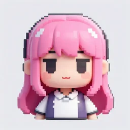3 d pixel art, cute pink haired anime girl, pfp, octane render, houdini render, 8 k