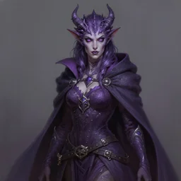 ferocious purple female dragonborn, wearing a cape, wizard robe, sinister and stylish, pretty, beautiful, eyes!!, dnd character art portrait, matte fantasy painting, deviantart artstation, by jason felix, by steve argyle, by tyler jacobson, by peter mohrbacher, cinema