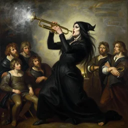 Razorpunk the wailing banshee trumpets your name and bursts your eardrums with her sonic assault nicola samori charlie bowater ross tran greg rutkowski greg danton jonas de ro jim mahfood christian schad ilya repin giorgio de chirico giotto leonardo da vinc oil painting