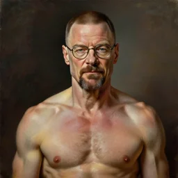 the ultimate gigachad Walter White, muscular man, oil on canvas artstation by J. C. Leyendecker and Edmund Blair Leighton and Charlie Bowater octane render