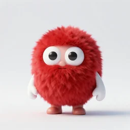 3 d render of completely red hairy friendly antropomorphic cartoony creature wearing white ray - ban shades, full body, simple, without nose, smiling, cute, white background, unreal engine 5 hdr