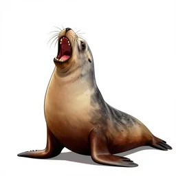 insane screaming california sea lion, drawn by charles burns, trending on artstation