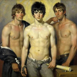 akira, painting by gaston bussiere, craig mullins, j. c. leyendecker, tom of finland