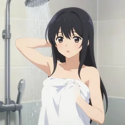 anime cell shaded, anime girl wearing a towel coming out of the shower, wlop, ilya kuvshinov, artgerm, krenz cushart, greg rutkowski, hiroaki samura, range murata, james jean, katsuhiro otomo, erik jones
