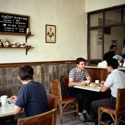 colour photograph of a cafe in central baghdad in the 1 9 6 0 s + fujifilm