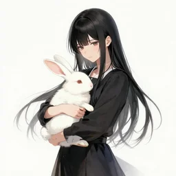 a drawing of a woman holding a bunny, concept art by ayami kojima, featured on pixiv, auto - destructive art, official art, wiccan, parallax.