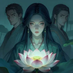 epic japanese female portrait, lotus flower, by hsiao ron cheng and christophe vacher with imogen poots as gloomhaven paladin, drab blue green and dark blue colors, perfect face, 5 4 k rtx volumetric light concept studio matte painting digital illustration fanart artstation by rob rey, artgerm, lawren harris, thomas blackshear, magali villeneuve