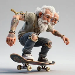 old seniors retired people skateboarding tricks with tattoos piercings digital art, 3 d high definition, trending on artstation, photorealistic, high resolution, 8 k, octane, hyper detailed, trending on deviantart insane details, intricate, elite, ornate, elegant trend, highly detailed and intricate, sharp focus, photography, unreal engine