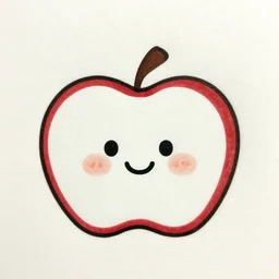 a cute drawing of an apple smilling