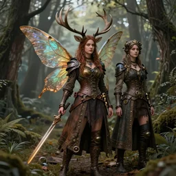 steampunk lit witchdoctor with fairy wings and elk antlers by karol bak and rebecca guay