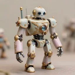 rococo mech bot, ornate, pastel colors, tilt shift, concept art, quaint, sharp focus, high detail, hd, by simon stalenhag