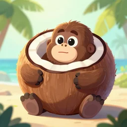 it's the koko fruit ( it's the koko fruit ), coconut, coconut, cartoon, cartoon, global lighting, digital art, artstation