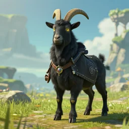 a humanoid black goat wizard in breath of the wild, screenshot, sharp, uhd 4 k