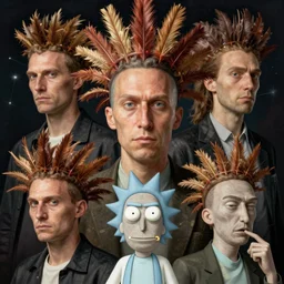 human design mohawk projector portrait by gaston bussierre and charles vess and james jean and erik jones and rhads, inspired by rick and morty, epic, funny, huge scale, beautiful fine face features, intricate high details, sharp, ultradetailed