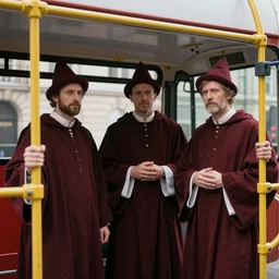 three spanish inquisitors in a london bus