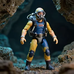 cave diver as action figure, thunderbirds, g. i. joe, product shot, cinematic lighting