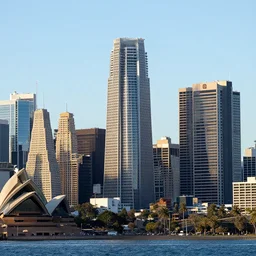 Los Angeles bank tower, viewed from Sydney harbour