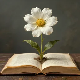 a flower coming out of a book, fantasy art, by albert bierstadt, trending on artstation, hdr