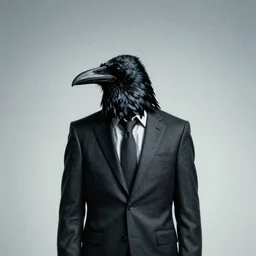 humanoid, crow head, suit, terror, movie poster, contrast n 9
