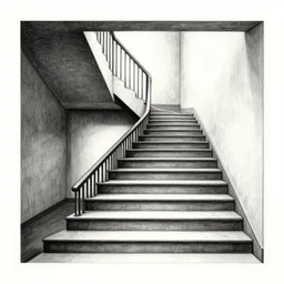 a drawing of a staircase in a building, a detailed drawing by mc escher, pixiv, abstract illusionism, surrealist, academic art, furaffinity