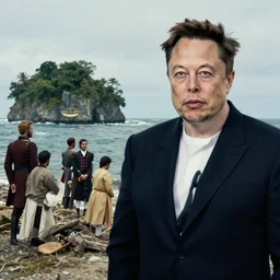 elon musk being hunted by island locals, style colonialism