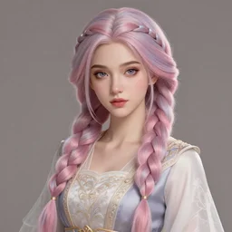 soft pretty female long braided pastel color hair, wearing gorgeous clothing, digital character illustration, artstation trending female illustration, intricate, sharp focus, hyper detailed, digital painting, matte, character art by prywinko art, pyromallis rene maritte, masterpiece