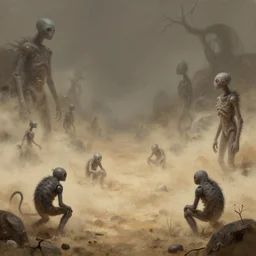 the void biome ( ( ( void creatures emerging from dust ) ) ), by moebius, trending on artstation