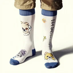album cover art for just long socks with designs by akihiko yoshida