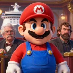 mario as a wealthy cruise captain with an awkward expression, looking at the camera, detailed, centered, digital painting, artstation, concept art, donato giancola, joseph christian leyendecker, wlop, boris vallejo, breathtaking, 8 k resolution, extremely detailed, beautiful, establishing shot, artistic, hyperrealistic, beautiful face, octane render, cinematic lighting, dramatic lighting, masterpiece
