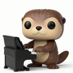 a otter playing piano funko pop, highly detailed, render