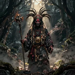 a horror shaman with dreadlocks in sacrament of death and destruction