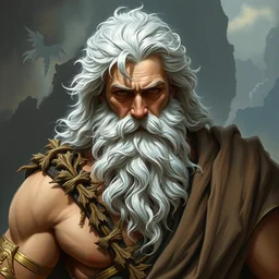 painted portrait of rugged zeus greek god, [ white hair ] [ gold armbands ] masculine mature mountain vines handsome imposing, body hair, full body burly robe fantasy intricate elegant extremely detailed digital painting trending artstation concept art sharp focus illustration art by alphonse mucha greg rutkowski craig mullins