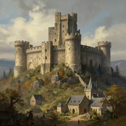 view of castle highgarden, digital art, landscape painting, trending on artstation, highly detailed, medieval fantasy.