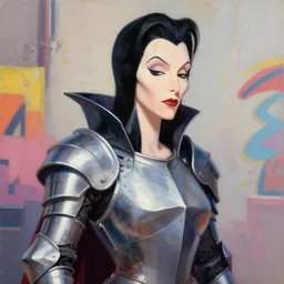 greg manchess portrait painting of partially armored morticia from addams family as overwatch character, medium shot, asymmetrical, profile picture, organic painting, sunny day, matte painting, bold shapes, hard edges, street art, trending on artstation, by huang guangjian and gil elvgren and greg rutkowski