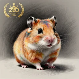 hamster, colorful, pencil sketch, concept art