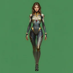 ultra realistic illustration of a beautiful girl in an eva plugsuit, against a green background for chroma key, hyper detailed, full body, sci - fi, fantasy, intricate, elegant, highly detailed, digital painting, artstation, concept art, smooth, sharp focus, illustration, by artgerm and greg rutkowski and alphonse mucha, trending on artstation