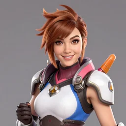 A beautiful portrait of Tracer from Overwatch if she was a real person, realistic, highly detailed, artstation