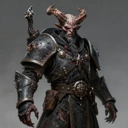 cultist of chaos with horns on his face. scars, mutations, alterations from darkness. dressed in a ripped robe. warhammer style, character concept art, extremely high details, artstation contest winner, masterpiece, art by slawomir maniak, chris rahn, ariel perez