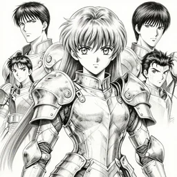 portrait of anime woman in armor, pen and ink, intricate line drawings, by craig mullins, ruan jia, kentaro miura, greg rutkowski, loundraw