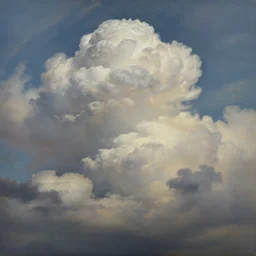 detailed oil painting of cumulus clouds, matte painting, intrincate, swirls, puff, god ray, volumetric render, octane, 4 k.