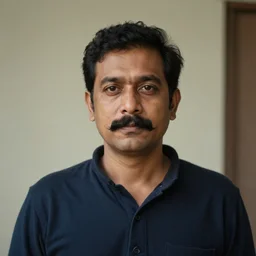 a 4 k photorealistic photo medium shot of a man with a moustache.