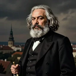 photo of karl marx in the style of lisa frank